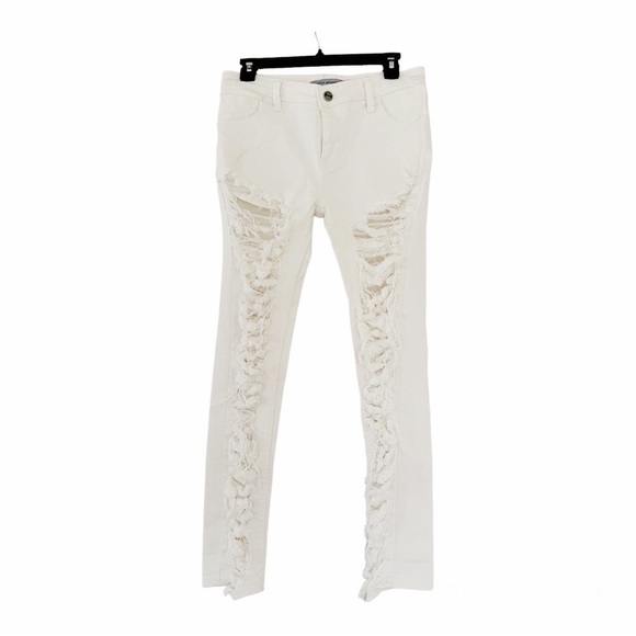 PONY STONE Destroyed Distressed White Skinny Jeans Size 8 - Picture 1 of 16